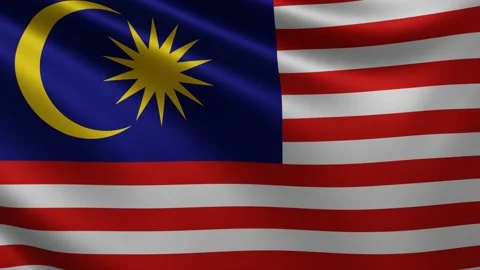 Malaysian flag fluttering close-up in the wind, video of the national flag of Stock Footage 219600470
