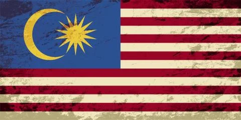 Malaysian flag. Grunge background. Vector illustration Illustrazione stock