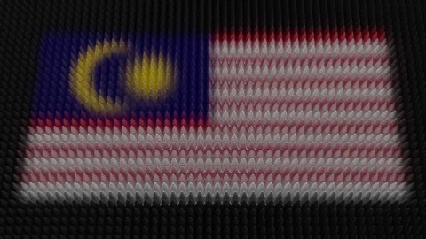 Malaysian Flag Light Shining on Scrolling Bullets Stock Footage 314654121