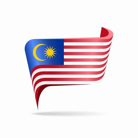 Malaysian flag map pointer layout. Vector illustration. Stock Illustration