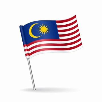 Malaysian flag map pointer layout. Vector illustration. Stock Illustration
