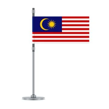 Malaysian flag on the metallic pole, vector illustration Stockillustratie
