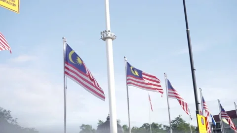Malaysian flag moving slowly from the wind Stock Footage 229777944
