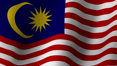 Malaysian flag ripples in the wind. Highly detailed Looped Stock Footage 249253143
