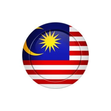 Malaysian flag on the round button, vector illustration Stock Illustration