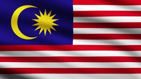 Malaysian flag waving full screen background animation Stock Footage 265106876