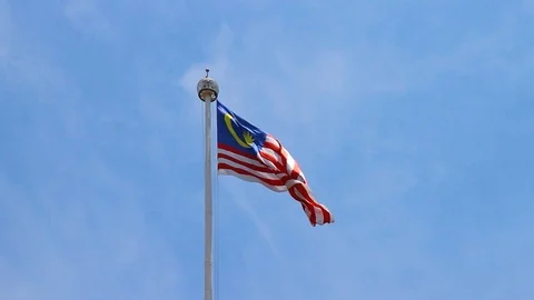 Malaysian flag waving in the wind Video stock 114076957