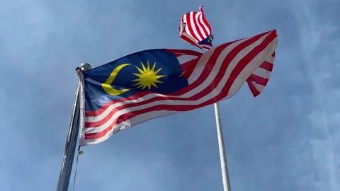 Malaysian flags in Independence square, Kuala Lumpur, Malaysia 4K Stock Footage 221696213