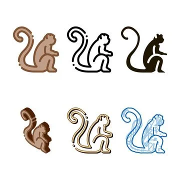 Malaysian monkey icon stylized vector outline 스톡 일러스트