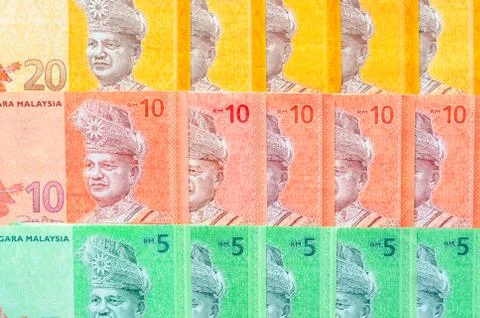 Malaysian ringgit banknotes background. Financial concept. Stock Photos