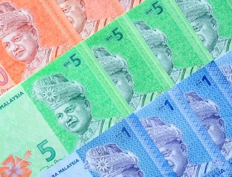 Malaysian ringgit banknotes background. Financial concept. Stock Photos