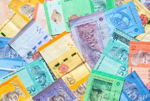 Malaysian ringgit banknotes background. Financial concept. Stock Photos