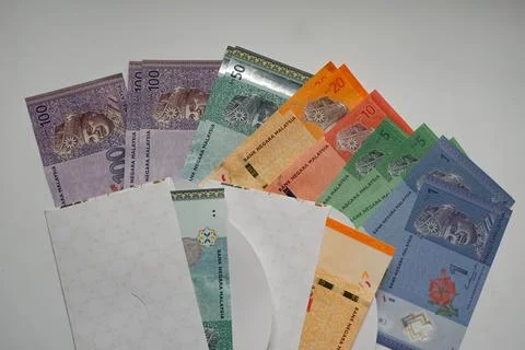 Malaysian Ringgit Banknotes In Envelopes Foto stock