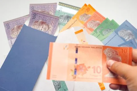 Malaysian Ringgit Banknotes In Envelopes Fotos Stock