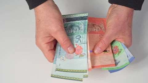 Malaysian Ringgit banknotes Stock Footage 306310731