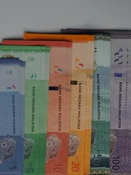 Malaysian Ringgit Banknotes In Row Fotos Stock