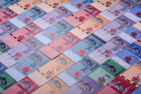 Malaysian ringgit banknotes as a tool for trade and financial transactions... Stock Photos