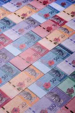 Malaysian ringgit banknotes as a tool for trade and financial transactions... Stock Photos