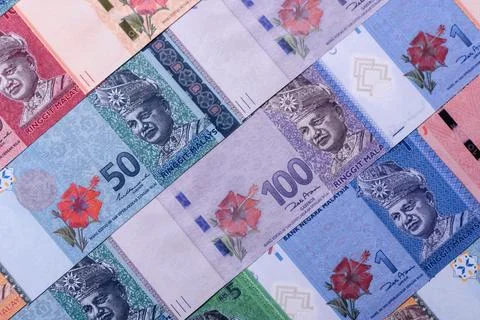Malaysian ringgit banknotes as a tool for trade and financial transactions... Stock Photos
