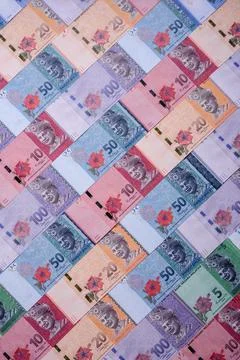 Malaysian ringgit banknotes as a tool for trade and financial transactions... Stock Photos