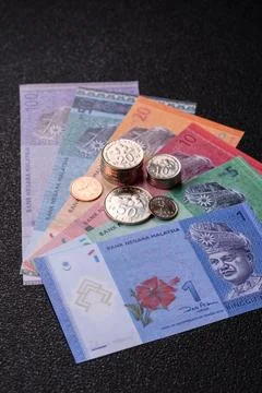 Malaysian ringgit banknotes as a tool for trade and financial transactions... Stock Photos