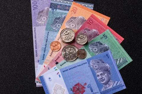 Malaysian ringgit banknotes as a tool for trade and financial transactions... Stock Photos