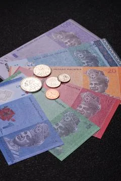 Malaysian ringgit banknotes as a tool for trade and financial transactions... Stock Photos