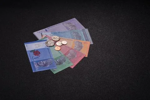 Malaysian ringgit banknotes as a tool for trade and financial transactions... Stock Photos