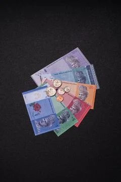 Malaysian ringgit banknotes as a tool for trade and financial transactions... Stock Photos
