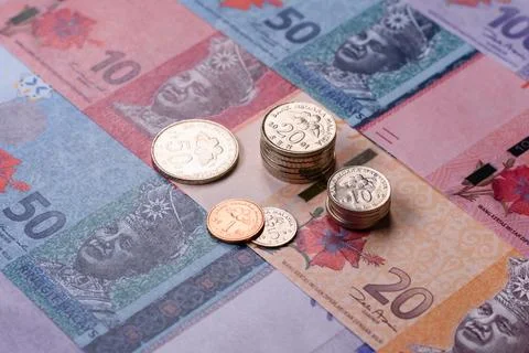 Malaysian ringgit banknotes as a tool for trade and financial transactions... Stock Photos