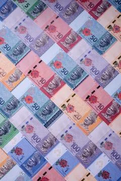 Malaysian ringgit banknotes as a tool for trade and financial transactions... Stock Photos