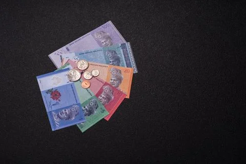 Malaysian ringgit banknotes as a tool for trade and financial transactions... Stock Photos