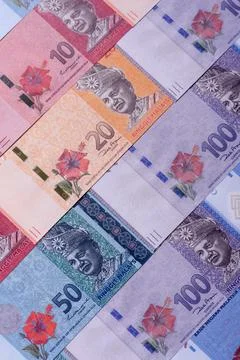 Malaysian ringgit banknotes as a tool for trade and financial transactions... Stock Photos