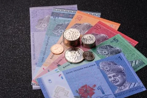 Malaysian ringgit banknotes as a tool for trade and financial transactions... Stock Photos