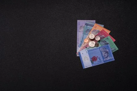 Malaysian ringgit banknotes as a tool for trade and financial transactions... Stock Photos