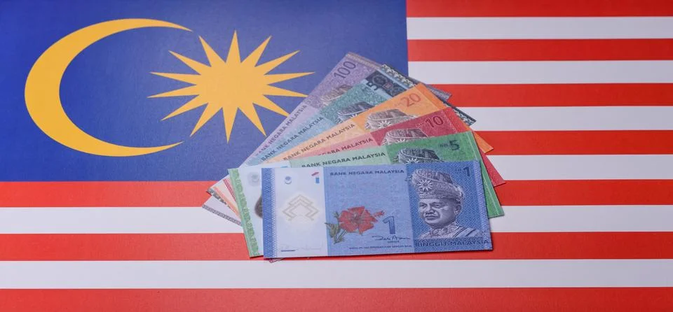 Malaysian ringgit banknotes as a tool for trade and financial transactions... Stock Photos