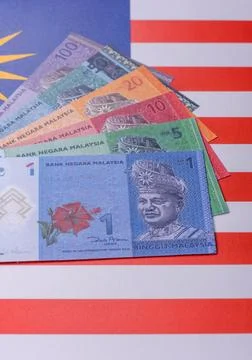 Malaysian ringgit banknotes as a tool for trade and financial transactions... Stock Photos