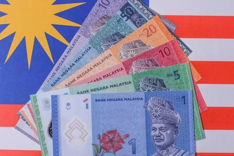 Malaysian ringgit banknotes as a tool for trade and financial transactions... Stock Photos