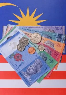Malaysian ringgit banknotes as a tool for trade and financial transactions... Stock Photos