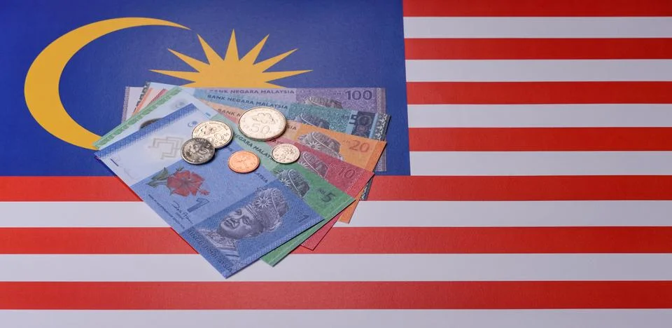 Malaysian ringgit banknotes as a tool for trade and financial transactions... Stock Photos