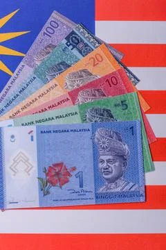 Malaysian ringgit banknotes as a tool for trade and financial transactions... Stock Photos