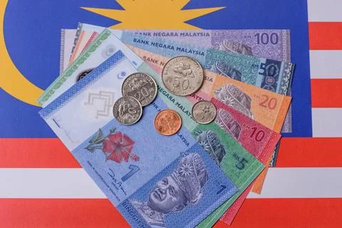 Malaysian ringgit banknotes as a tool for trade and financial transactions... Stock Photos