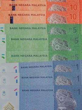 Malaysian Ringgit Banknotes Vertical Stack Stock Photos