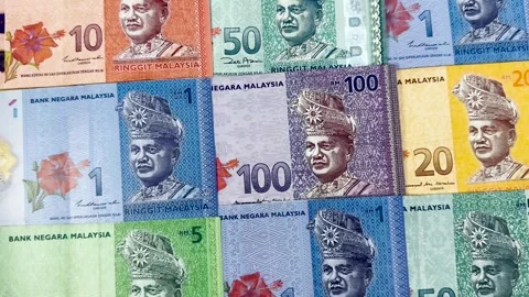 Malaysian ringgit colorful notes closeup | Stock Video | Pond5