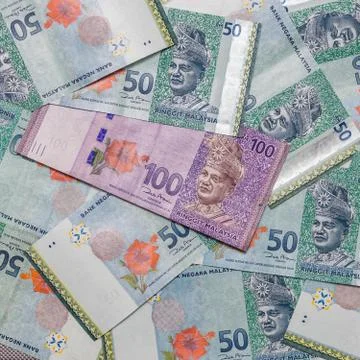 Malaysian Ringgit currency on pattern background Foto stock