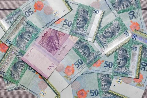 Malaysian Ringgit currency on pattern background Foto stock