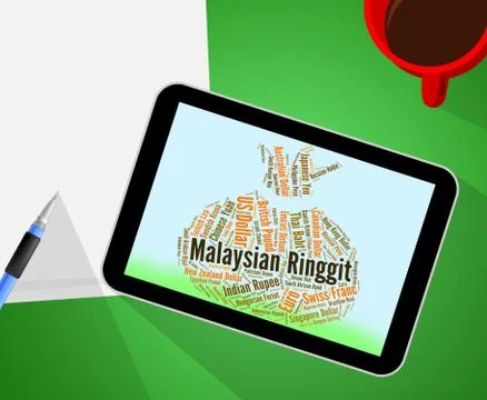 Malaysian Ringgit Represents Exchange Rate And Forex Illustrazione stock