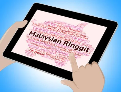 Malaysian Ringgit Shows Foreign Currency And Forex Illustrazione stock