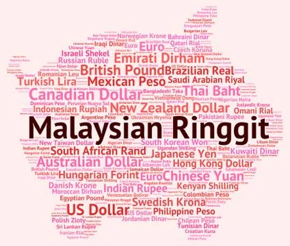 Malaysian Ringgit Shows Foreign Currency And Forex Illustrazione stock