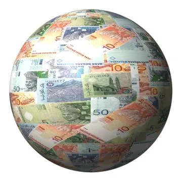 Malaysian ringgit sphere isolated on white illustration Illustrazione stock